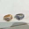 Bant Yüzük Açık Yüzük 18k Altın Kaplama Boyutu 6 7 9 Yüzük Twist Halkalar Anillos Halka Geometri Takı 3 Renkli Jewlry Halkalar Set Hediye