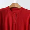 Maglieria da donna YENKYE Cardigan corto lavorato a maglia rosso da donna manica lunga O collo cappotto maglione femminile monopetto