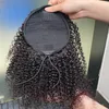 Haute qualité péruvienne malaisienne indien cheveux naturel noir crépus bouclés queue de cheval Extensions de cheveux 100% brut vierge Remy cheveux humains