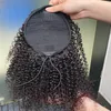 Hoge kwaliteit Peruaans Maleisisch Indiaas haar Natuurlijk zwart Kinky krullend Paardenstaarthaarextensions 100% Ruw Maagdelijk Remy Menselijk haar