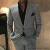 Abiti da uomo Blazer Abiti da uomo scozzesi per matrimonio 2 pezzi Pied de poule a quadretti Smoking dello sposo Abiti di moda maschile 2024 Costumi Set Giacca con pantaloni