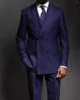 Męskie garnitury Pinstripe Suit 2 sztuki Blazer Jacket and Spods Made Dwumijane piersi zużycie kostium ślubnych homme homme