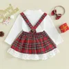 Kleidungsstücke Citgeautumn Weihnachtsfind -Kinder -Mädchen Outfits Langarm Strampler Spitze Saum Hosentäter Rock Stirnband Set Weihnachtskleidung