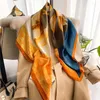 Scarves 110 110cm Luxury Brand Silk Scarf Women Square Gold Print Hijab Female Bandana Satin Head Beach Pareo Stoles