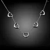Chaînes 925 Sterling Silver 18 pouces Link Chain 5 Heart Pendentif Collier pour femme Mode Bijoux de mariage Cadeau
