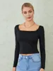 T-shirt da donna Donna S Y2k Abbigliamento Manica lunga Slim Fit Casual Solid Uscire Basic Ragazze adolescenti Crop Top Camicette Streetwear