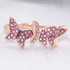 Swarovskis ringar designer kvinnor original kvalitet band ringar kristall romantisk rosa fjärils ring färsk och glänsande ring