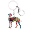 Nyckelringar weveni emaljmetall Great Dane Dog Key Chain Ring Handväska Charmhållare Tillbehör Fashion Animal Jewelry for Women