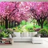 Custom 3D Po Wallpaper Flower Romantic Cherry Blossom Tree Small Road Wall Mural Wallpapers For Living Room Bedroom De Parede222497072057