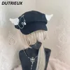 Berets estilo japonês doce e bonito meninas selvagens ao ar livre boina chapéus mulheres mina cor de água preto outono inverno octogonal boné pintor chapéu