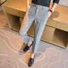 Mäns kostymer 2024 Spring Summer British Style Business Suit Pants For Men Plaid Casual Office Social Dress Ankle Length Trousers