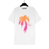 Fashion Brand Palm Angel Color Gradient Painted Coconut Tree Short Sleeve T-shirt Male and Female Lovers High Street Loose Half