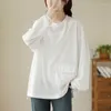 Magliette da donna Magliette solide per le donne O-Collo Oversize Casual Pullover femminile Manica lunga Estetica Top Abiti vintage in stile coreano