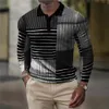 Vintage Men's Hoodie 3D -tryckta skjortor Casual Hblouse Winter Clothing Overdimensionerade tees andningsbara knappar Golf Lång ärm Tshit 240118