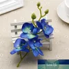 10 pezzi / lotto bouquet di orchidee artificiali in seta per la decorazione domestica della festa nuziale forniture piante di orchidea fai da te blu bianco260U