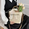 Schultertaschen Stroh und Taschen für Frauen andmade ollow Seaside Beac Bag Geflochtene andle Tote Sopping Totes Soulder BolsaH24219