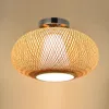 Taklampor 32 40 50 cm Bambu Wicker Rattan Round Woven Lighting Fixture Naturligt japanskt land Vintage Flush Mount Plafon LA281U