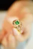 Cluster Rings SX2024 Emerald Ring Pure 18K Gold Jewelry Nature Green 0.5ct Gemstones Diamond Female For Women Fine