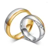 Eheringe Mode Gold Farbe Frauen Qualität Edelstahl Paar Ring Geschenk für Liebhaber Verlobungsversprechen UTR8037 Drop Lieferung J Dh9Px