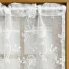 カーテン1pcキッチン刺繍用の白い花のショートボイルドレープレースボトムダストプルーフ小さな窓ブライン