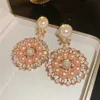 Ohrringe Süße Blumen-Kristall-Ohrringe für Frauen, rosa Perlen, baumelnde Ohrringe, Party-Schmuck, Ohrringe 230831