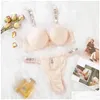 Women'S Panties Womens Panties Victorias Secret Y Women Lace Push Up Bra Set White Bralette Letter Pieces Intimate Suit Elegant Ladie Otm4K