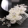 Haarspangen Trendy Hochzeit Tiara Perle Strass Blume Blätter Kämme Für Frauen Haarnadel Kopfschmuck Kopf Schmuck Braut Zubehör