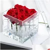 Wazony akrylowy kwiat pudełko 2 warstwy wazon wazon kwiatowy element do jadalni z otworami długi kwadrat nowoczesny dostawa do domu dht6g
