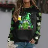 Kvinnors hoodies tröja för kvinnor St Patricks Day Print O Neck Round Fit Pullover Topps Casual Long Sleeve Workout Shirts