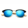 Lunettes de soleil BerWer Brand Design Lunettes de soleil en bois pour hommes Mode Jambes en bambou