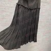 Vestido de retazos de moda para mujer, faldas plisadas negras de diseñador con bolsillo, vestidos de corte A de cintura alta, insignia clásica