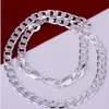 925 Sterling Silver plated 7mm 16'' 18'' 20 22'' 24'' Flat Chain Necklace Mens N330c