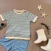 Set di abbigliamento Bambino Vestiti del ragazzo Fub Marca 2024 Estate Bambini T-shirt Neonate Cute Stripe Manica corta Maglia Top Tees Bloomers Pantaloni