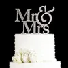 Décoration de gâteau Mr et Mrs à paillettes entières, argent doré, décorations de mariage élégantes, décorations de gâteau de mariage, cadeaux, faveurs S188Y