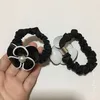 Presentes de festa moda preto e branco acrílico C anel de cabelo em forma de flor faixa de borracha gelo veludo cabeça corda destacável para senhoras favor293Z