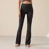 Pantalon actif LO longueur cheville mode noir vêtements de Yoga dames tissu Polyester taille extensible