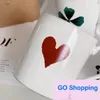 Caneca de amor nórdica superior cerâmica ilusória amor menina xícara de café