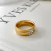 Kolor złota Pierścionki ze stali nierdzewnej Luksusowe cyrkon Kamienne Kamienne Pierścionki Wedding Para Jewlery Fashion Akcesoria 240219