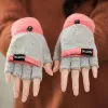 Gants tricotés sans doigts pour femmes, mitaines à doigts exposés, gants chauds et épais en laine tricotée pour écran tactile, hiver