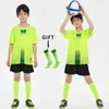 Jerseys Boys Football Jersey tracksuit Child Soccer Sports Uniforms Kids Play Ball Sportswear Kits vest childrens football suit Socks