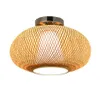 Luzes de teto 32/40/50cm bambu vime rattan redondo tecido luminária natural país japonês vintage montagem embutida plafon la281u