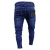 Jeans pour hommes Mens Hole Skinny Mode Lavé Rayé Ripped Slim Denim Pantalon pour hommes Y2K Mâle Hip Hop Zipper Pied Jean Pantalon