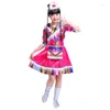 Сценическая одежда, детские тибетские танцевальные костюмы, детская одежда Монголии, костюм для девочек с рукавами, рукавами для воды