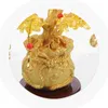 Gold Desk Decor Golden Tree Reiki Staty Figurine Stone Wood Wealth Office Natural Home Bonsai Leaf Set 240129