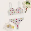 Bras Sets Multi Color Flower Sexy Lingerie For Fine Women Mini G-String Back Button Perspective Sleepwear Underwear Set Lace