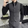 Herrdräkter blazrar (blazer+väst+byxor) varumärke randig herr casual business kostym 3 st.