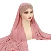 Vêtements ethniques Femmes musulmanes Khimar Glitter Sequin Décor Écharpe pour instantané Hijab Headwrap Ramadan Islamique Foulard Solide Couleur Turban