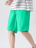 Shorts masculinos respirável secagem rápida praia para homem 2024 verão moda masculina sólida casual fundo solto cordão meia calças roupas