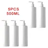 Dispensador de jabón líquido 5 uds 500ml botellas de loción de champú rellenables vacías PET de alta calidad con dispensadores de bomba para salón de baño
