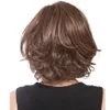 New wig for middle-aged women with a split hairstyle short curly hair high-temperature silk pick color gradient wig headset